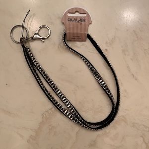 Black rhinestone lanyard, new with tags